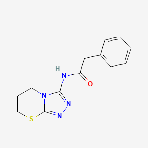 molecular formula C13H14N4OS B6569147 2-phenyl-N-{5H,6H,7H-[1,2,4]triazolo[3,4-b][1,3]thiazin-3-yl}acetamide CAS No. 946293-75-0