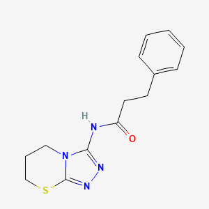 molecular formula C14H16N4OS B6569160 3-phenyl-N-{5H,6H,7H-[1,2,4]triazolo[3,4-b][1,3]thiazin-3-yl}propanamide CAS No. 946300-54-5
