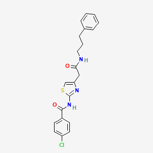 molecular formula C21H20ClN3O2S B6569184 4-chloro-N-(4-{[(3-phenylpropyl)carbamoyl]methyl}-1,3-thiazol-2-yl)benzamide CAS No. 921834-69-7