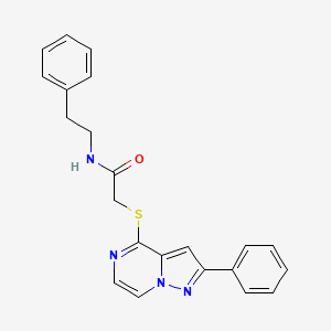molecular formula C22H20N4OS B6569190 N-(2-phenylethyl)-2-({2-phenylpyrazolo[1,5-a]pyrazin-4-yl}sulfanyl)acetamide CAS No. 1021252-42-5