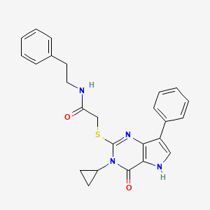 molecular formula C25H24N4O2S B6569215 2-({3-cyclopropyl-4-oxo-7-phenyl-3H,4H,5H-pyrrolo[3,2-d]pyrimidin-2-yl}sulfanyl)-N-(2-phenylethyl)acetamide CAS No. 1021221-75-9