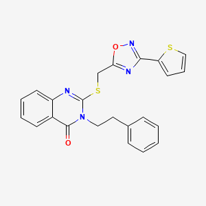 molecular formula C23H18N4O2S2 B6569285 3-(2-phenylethyl)-2-({[3-(thiophen-2-yl)-1,2,4-oxadiazol-5-yl]methyl}sulfanyl)-3,4-dihydroquinazolin-4-one CAS No. 1021252-05-0