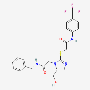 molecular formula C22H21F3N4O3S B6569315 2-({1-[(benzylcarbamoyl)methyl]-5-(hydroxymethyl)-1H-imidazol-2-yl}sulfanyl)-N-[4-(trifluoromethyl)phenyl]acetamide CAS No. 921822-22-2