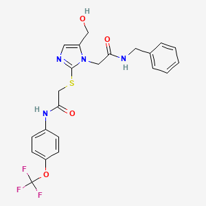 2-({1-[(benzylcarbamoyl)methyl]-5-(hydroxymethyl)-1H-imidazol-2-yl}sulfanyl)-N-[4-(trifluoromethoxy)phenyl]acetamide