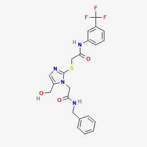 molecular formula C22H21F3N4O3S B6569331 2-({1-[(benzylcarbamoyl)methyl]-5-(hydroxymethyl)-1H-imidazol-2-yl}sulfanyl)-N-[3-(trifluoromethyl)phenyl]acetamide CAS No. 921846-63-1