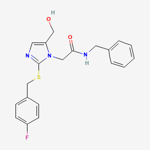 molecular formula C20H20FN3O2S B6569369 N-benzyl-2-(2-{[(4-fluorophenyl)methyl]sulfanyl}-5-(hydroxymethyl)-1H-imidazol-1-yl)acetamide CAS No. 921846-82-4