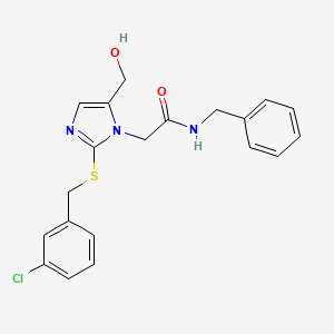 molecular formula C20H20ClN3O2S B6569376 N-benzyl-2-(2-{[(3-chlorophenyl)methyl]sulfanyl}-5-(hydroxymethyl)-1H-imidazol-1-yl)acetamide CAS No. 921886-50-2