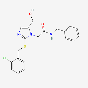 molecular formula C20H20ClN3O2S B6569379 N-benzyl-2-(2-{[(2-chlorophenyl)methyl]sulfanyl}-5-(hydroxymethyl)-1H-imidazol-1-yl)acetamide CAS No. 921822-55-1