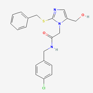 2-[2-(benzylsulfanyl)-5-(hydroxymethyl)-1H-imidazol-1-yl]-N-[(4-chlorophenyl)methyl]acetamide