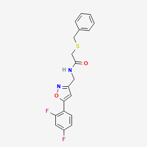 molecular formula C19H16F2N2O2S B6569408 2-(benzylsulfanyl)-N-{[5-(2,4-difluorophenyl)-1,2-oxazol-3-yl]methyl}acetamide CAS No. 1021264-95-8