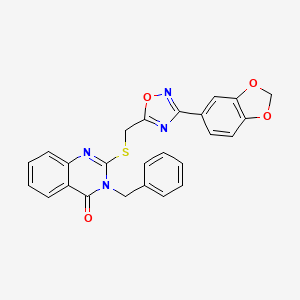molecular formula C25H18N4O4S B6569461 2-({[3-(2H-1,3-benzodioxol-5-yl)-1,2,4-oxadiazol-5-yl]methyl}sulfanyl)-3-benzyl-3,4-dihydroquinazolin-4-one CAS No. 1021220-20-1