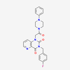 molecular formula C26H24FN5O3 B6569475 3-[(4-fluorophenyl)methyl]-1-[2-oxo-2-(4-phenylpiperazin-1-yl)ethyl]-1H,2H,3H,4H-pyrido[3,2-d]pyrimidine-2,4-dione CAS No. 921842-38-8