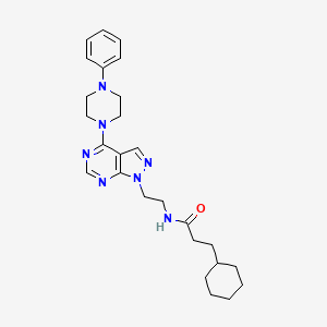 molecular formula C26H35N7O B6569477 3-cyclohexyl-N-{2-[4-(4-phenylpiperazin-1-yl)-1H-pyrazolo[3,4-d]pyrimidin-1-yl]ethyl}propanamide CAS No. 1021255-66-2