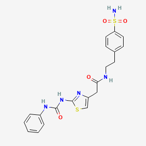 molecular formula C20H21N5O4S2 B6569519 2-{2-[(phenylcarbamoyl)amino]-1,3-thiazol-4-yl}-N-[2-(4-sulfamoylphenyl)ethyl]acetamide CAS No. 923187-05-7