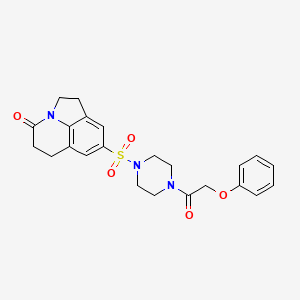 molecular formula C23H25N3O5S B6569526 6-{[4-(2-phenoxyacetyl)piperazin-1-yl]sulfonyl}-1-azatricyclo[6.3.1.0^{4,12}]dodeca-4(12),5,7-trien-11-one CAS No. 946237-77-0