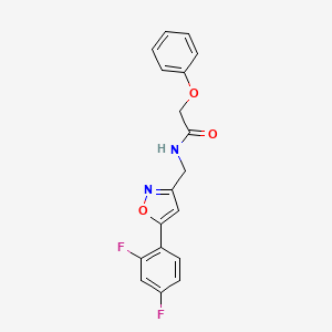 molecular formula C18H14F2N2O3 B6569537 N-{[5-(2,4-difluorophenyl)-1,2-oxazol-3-yl]methyl}-2-phenoxyacetamide CAS No. 1021216-61-4