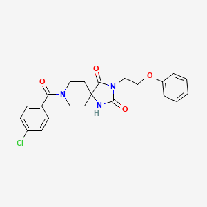 molecular formula C22H22ClN3O4 B6569556 8-(4-chlorobenzoyl)-3-(2-phenoxyethyl)-1,3,8-triazaspiro[4.5]decane-2,4-dione CAS No. 1021212-02-1