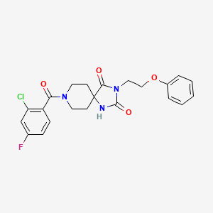 molecular formula C22H21ClFN3O4 B6569564 8-(2-chloro-4-fluorobenzoyl)-3-(2-phenoxyethyl)-1,3,8-triazaspiro[4.5]decane-2,4-dione CAS No. 1021212-23-6