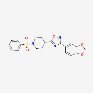 molecular formula C20H19N3O5S B6569583 1-(benzenesulfonyl)-4-[3-(2H-1,3-benzodioxol-5-yl)-1,2,4-oxadiazol-5-yl]piperidine CAS No. 924519-20-0