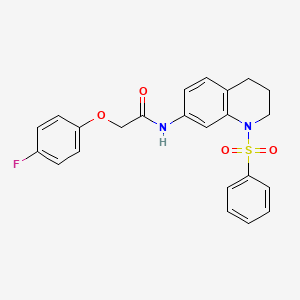 molecular formula C23H21FN2O4S B6569589 N-[1-(benzenesulfonyl)-1,2,3,4-tetrahydroquinolin-7-yl]-2-(4-fluorophenoxy)acetamide CAS No. 946349-83-3