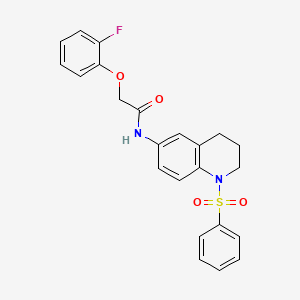 molecular formula C23H21FN2O4S B6569596 N-[1-(benzenesulfonyl)-1,2,3,4-tetrahydroquinolin-6-yl]-2-(2-fluorophenoxy)acetamide CAS No. 946335-09-7