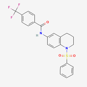 molecular formula C23H19F3N2O3S B6569598 N-[1-(benzenesulfonyl)-1,2,3,4-tetrahydroquinolin-6-yl]-4-(trifluoromethyl)benzamide CAS No. 946211-80-9