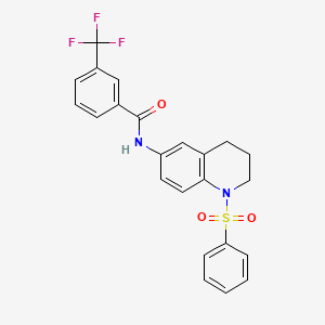 molecular formula C23H19F3N2O3S B6569606 N-[1-(benzenesulfonyl)-1,2,3,4-tetrahydroquinolin-6-yl]-3-(trifluoromethyl)benzamide CAS No. 946334-97-0