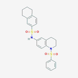 molecular formula C25H26N2O4S2 B6569618 N-[1-(benzenesulfonyl)-1,2,3,4-tetrahydroquinolin-6-yl]-5,6,7,8-tetrahydronaphthalene-2-sulfonamide CAS No. 946283-08-5