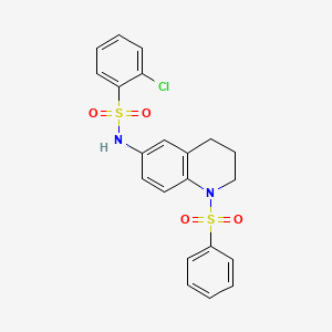 molecular formula C21H19ClN2O4S2 B6569622 N-[1-(benzenesulfonyl)-1,2,3,4-tetrahydroquinolin-6-yl]-2-chlorobenzene-1-sulfonamide CAS No. 946295-50-7