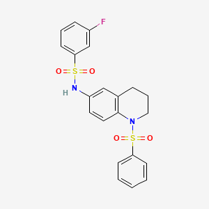 molecular formula C21H19FN2O4S2 B6569623 N-[1-(benzenesulfonyl)-1,2,3,4-tetrahydroquinolin-6-yl]-3-fluorobenzene-1-sulfonamide CAS No. 946283-04-1