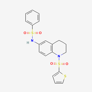 molecular formula C19H18N2O4S3 B6569643 N-[1-(thiophene-2-sulfonyl)-1,2,3,4-tetrahydroquinolin-6-yl]benzenesulfonamide CAS No. 946283-47-2