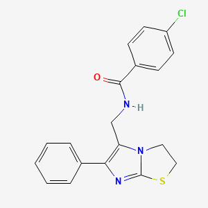 4-chloro-N-({6-phenyl-2H,3H-imidazo[2,1-b][1,3]thiazol-5-yl}methyl)benzamide