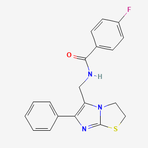 4-fluoro-N-({6-phenyl-2H,3H-imidazo[2,1-b][1,3]thiazol-5-yl}methyl)benzamide