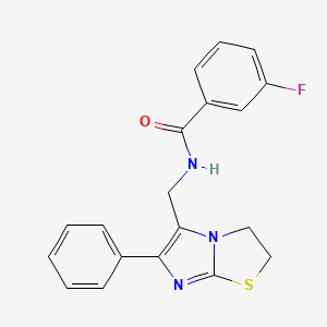 3-fluoro-N-({6-phenyl-2H,3H-imidazo[2,1-b][1,3]thiazol-5-yl}methyl)benzamide