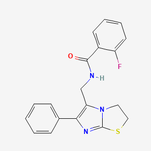 2-fluoro-N-({6-phenyl-2H,3H-imidazo[2,1-b][1,3]thiazol-5-yl}methyl)benzamide
