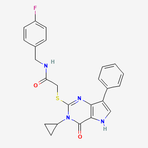 molecular formula C24H21FN4O2S B6569719 2-({3-cyclopropyl-4-oxo-7-phenyl-3H,4H,5H-pyrrolo[3,2-d]pyrimidin-2-yl}sulfanyl)-N-[(4-fluorophenyl)methyl]acetamide CAS No. 1021221-70-4
