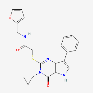 molecular formula C22H20N4O3S B6569725 2-({3-cyclopropyl-4-oxo-7-phenyl-3H,4H,5H-pyrrolo[3,2-d]pyrimidin-2-yl}sulfanyl)-N-[(furan-2-yl)methyl]acetamide CAS No. 1021258-55-8