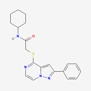 molecular formula C20H22N4OS B6569733 N-cyclohexyl-2-({2-phenylpyrazolo[1,5-a]pyrazin-4-yl}sulfanyl)acetamide CAS No. 1021255-10-6