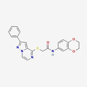molecular formula C22H18N4O3S B6569745 N-(2,3-dihydro-1,4-benzodioxin-6-yl)-2-({2-phenylpyrazolo[1,5-a]pyrazin-4-yl}sulfanyl)acetamide CAS No. 1021254-92-1