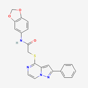 N-(2H-1,3-benzodioxol-5-yl)-2-({2-phenylpyrazolo[1,5-a]pyrazin-4-yl}sulfanyl)acetamide