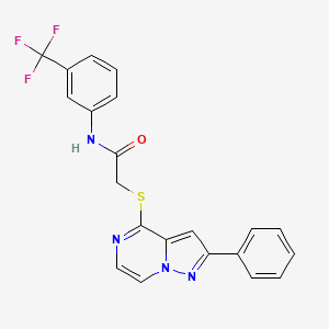 molecular formula C21H15F3N4OS B6569754 2-({2-phenylpyrazolo[1,5-a]pyrazin-4-yl}sulfanyl)-N-[3-(trifluoromethyl)phenyl]acetamide CAS No. 1021216-20-5