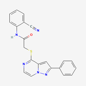 molecular formula C21H15N5OS B6569756 N-(2-cyanophenyl)-2-({2-phenylpyrazolo[1,5-a]pyrazin-4-yl}sulfanyl)acetamide CAS No. 1021255-16-2