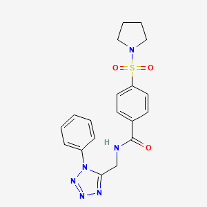 molecular formula C19H20N6O3S B6569782 N-[(1-phenyl-1H-1,2,3,4-tetrazol-5-yl)methyl]-4-(pyrrolidine-1-sulfonyl)benzamide CAS No. 946232-43-5
