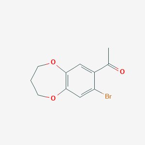 molecular formula C11H11BrO3 B065698 1-(8-溴-3,4-二氢-2H-1,5-苯并二噁杂茰-7-基)乙-1-酮 CAS No. 175136-35-3