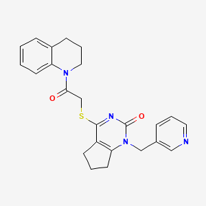 molecular formula C24H24N4O2S B6569805 4-{[2-oxo-2-(1,2,3,4-tetrahydroquinolin-1-yl)ethyl]sulfanyl}-1-[(pyridin-3-yl)methyl]-1H,2H,5H,6H,7H-cyclopenta[d]pyrimidin-2-one CAS No. 932962-05-5
