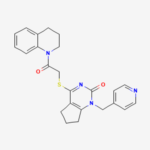 molecular formula C24H24N4O2S B6569809 4-{[2-oxo-2-(1,2,3,4-tetrahydroquinolin-1-yl)ethyl]sulfanyl}-1-[(pyridin-4-yl)methyl]-1H,2H,5H,6H,7H-cyclopenta[d]pyrimidin-2-one CAS No. 933204-75-2