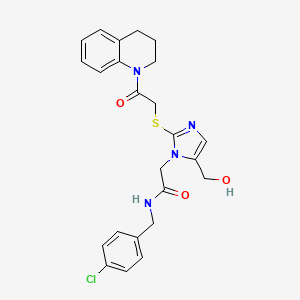 molecular formula C24H25ClN4O3S B6569814 N-[(4-chlorophenyl)methyl]-2-[5-(hydroxymethyl)-2-{[2-oxo-2-(1,2,3,4-tetrahydroquinolin-1-yl)ethyl]sulfanyl}-1H-imidazol-1-yl]acetamide CAS No. 921505-33-1