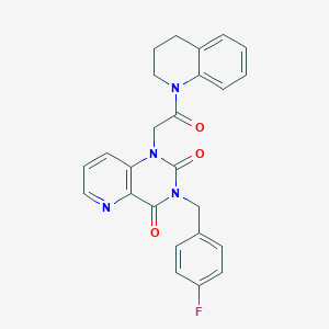 molecular formula C25H21FN4O3 B6569822 3-[(4-fluorophenyl)methyl]-1-[2-oxo-2-(1,2,3,4-tetrahydroquinolin-1-yl)ethyl]-1H,2H,3H,4H-pyrido[3,2-d]pyrimidine-2,4-dione CAS No. 921777-76-6