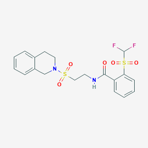 molecular formula C19H20F2N2O5S2 B6569832 2-difluoromethanesulfonyl-N-[2-(1,2,3,4-tetrahydroisoquinoline-2-sulfonyl)ethyl]benzamide CAS No. 922115-79-5