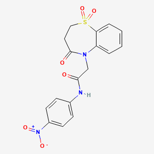 molecular formula C17H15N3O6S B6569839 N-(4-nitrophenyl)-2-(1,1,4-trioxo-2,3,4,5-tetrahydro-1lambda6,5-benzothiazepin-5-yl)acetamide CAS No. 863451-75-6